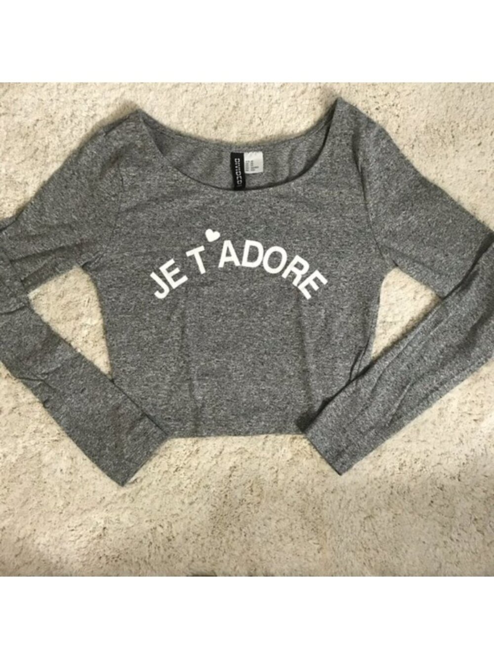 Grey Long Sleeve Crop Top - Picture 3 of 7